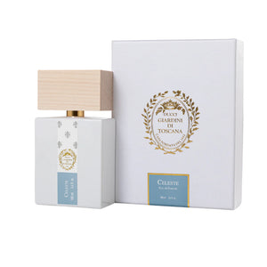 Flacon et coffret du parfum Celeste Giardini di Toscana, eau de parfum fraîche et lumineuse