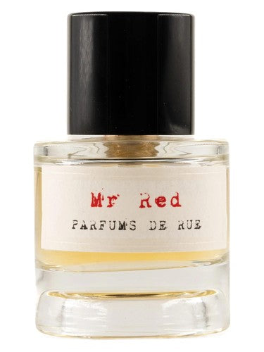 Flacon de parfum Mr Black de la marque Parfums de Rue, extrait de parfum unisexe sur fond blanc.
