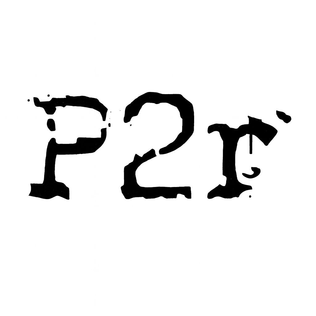 Logo Parfums de Rue P2R en noir sur fond blanc, style street et urbain, identité visuelle de la marque de parfums de niche.