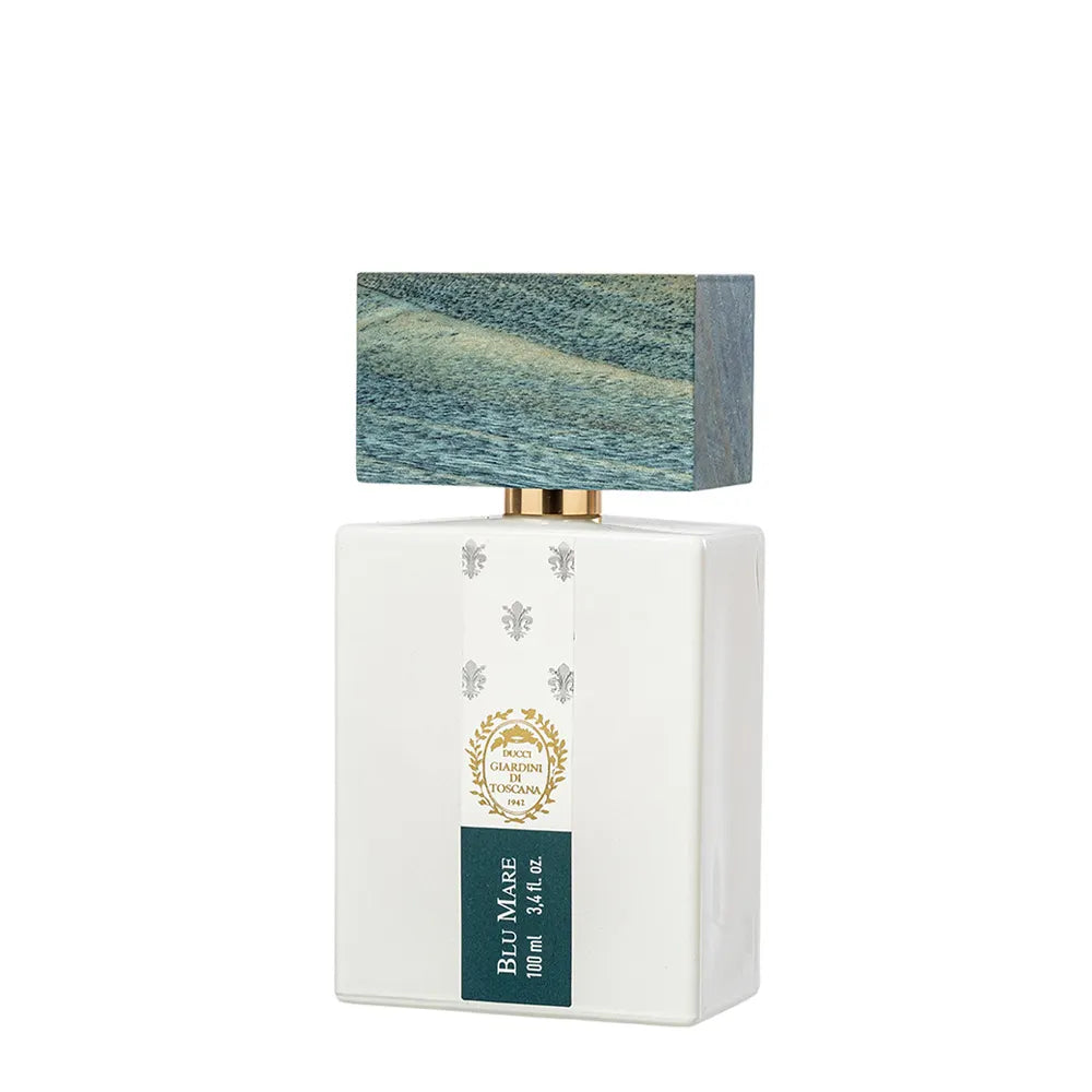 Flacon du parfum Blu Mare de Giardini di Toscana, eau de parfum marine fraîche évoquant la Méditerranée